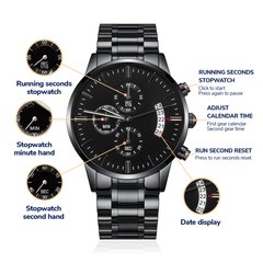 To My Soulmate Turn Back the Clock (Charcoal Black) – Men's Watch
